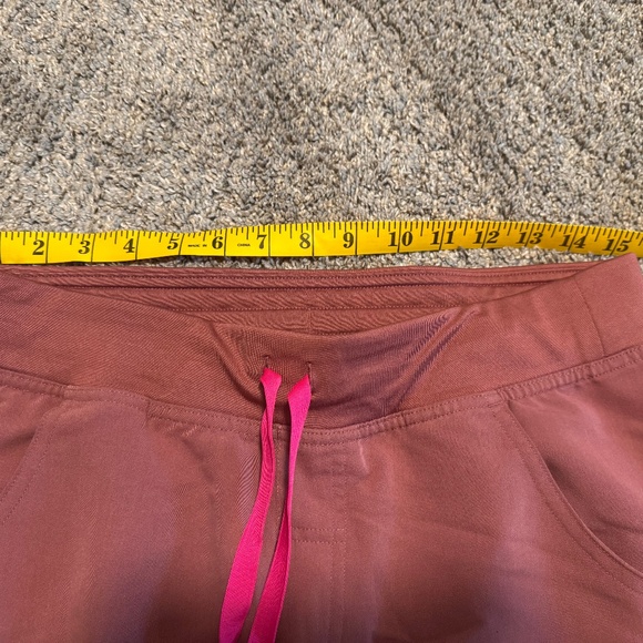 Figs Women's Kade Cargo pants in Mauve with Pink Drawstring - Picture 2 of 5